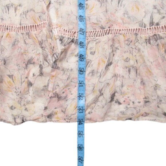 By Anthropologie Sheer Curtain Top Pink Floral Large - Picture 9 of 14
